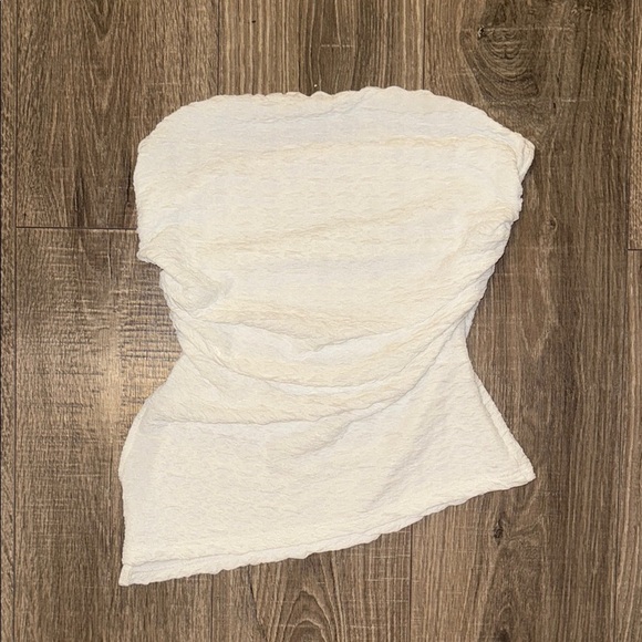 Tops - White Asymmetrical Strapless Top